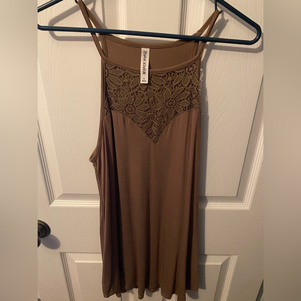NWOT Zenana Signature Brown Long Tank Size Large